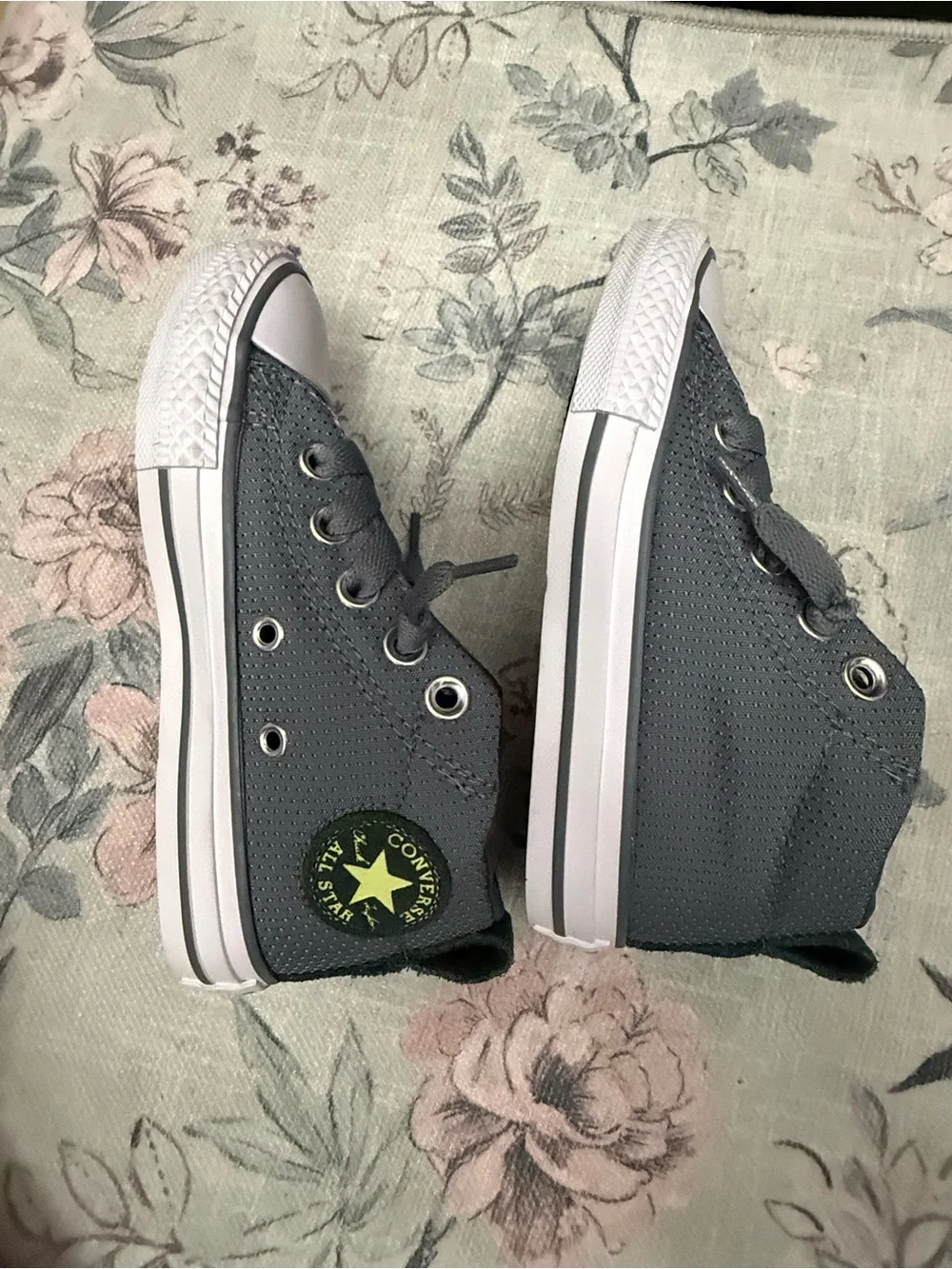 Converse Kids Gray High-Top Sneakers with White Toe Cap